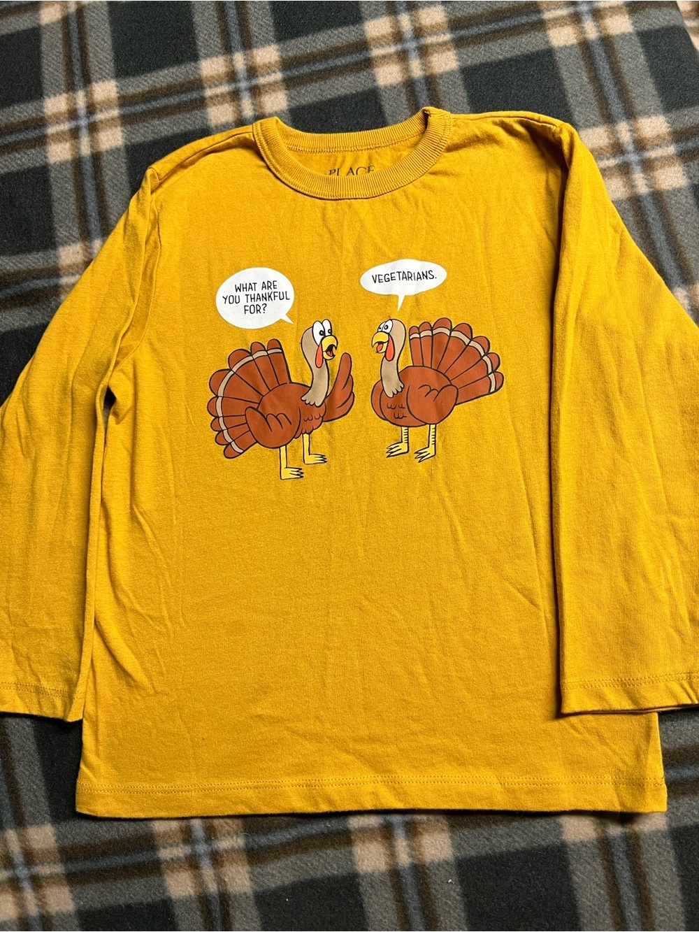 The Children's Place Mustard Yellow Long-Sleeve Turkey Graphic Tee
